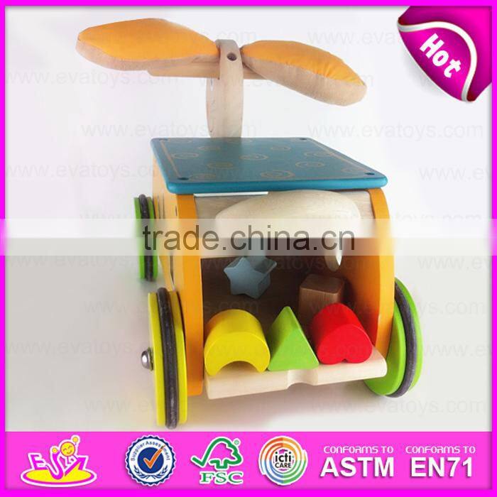2015 Newly cheap kids wooden tricycle with blocks,Lovely rabbit design wooden tricycle,Comfortable Safe Wooden tricycle W16A018