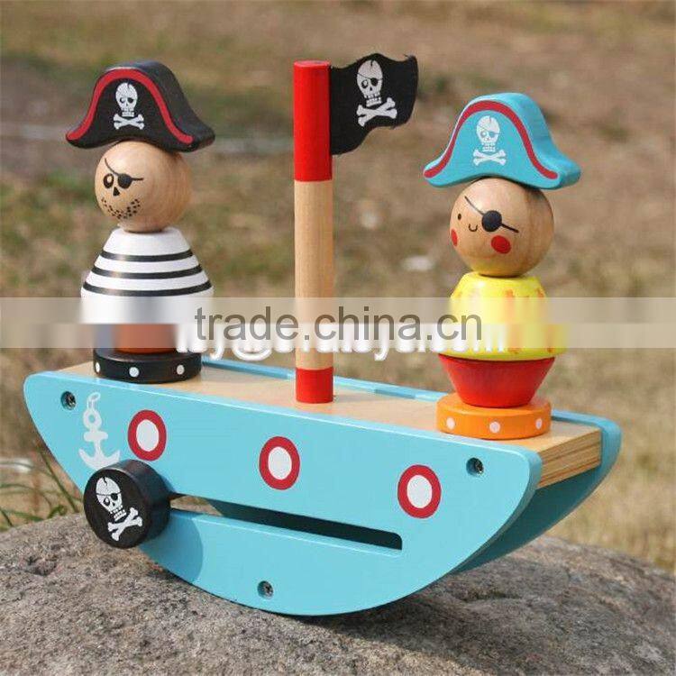 New design pirate toy wooden stacking balance blocks for kids W11F056