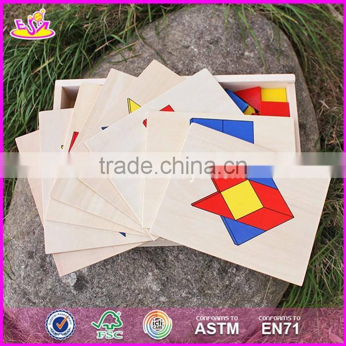 2017 New design toddlers preschool wooden geometric block puzzle W14A161