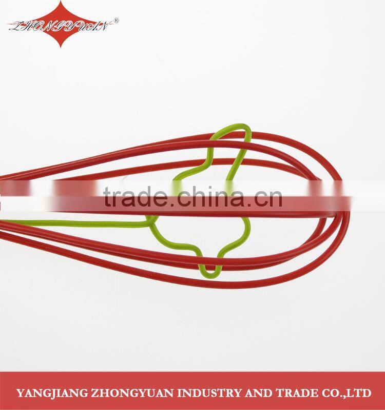 10-inch colorful silicone coated wires egg whisk with stainless steel handle