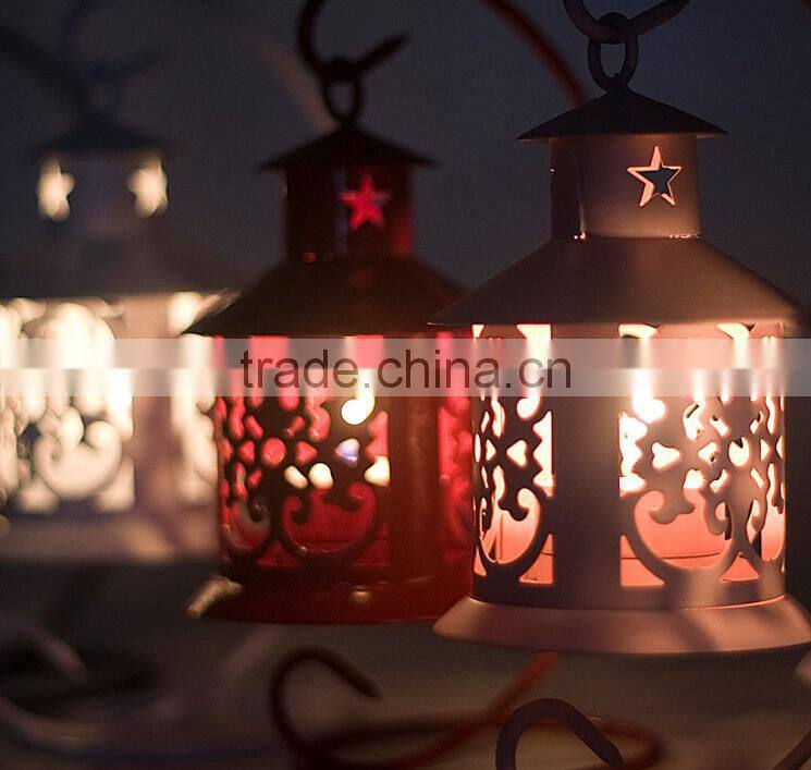 Mediterranean Style Furnishing Articles Red Wrought Iron Candle Holders Metal Candlesticks Table House Wedding Decoration
