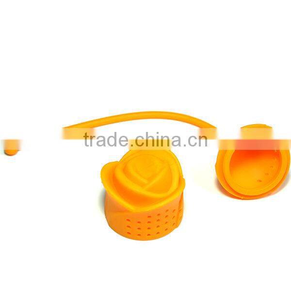 Hot selling promotional gift rose silicone tea bag strainer