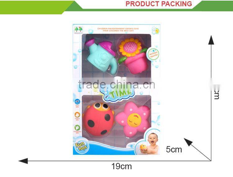 4PCS new product baby flower rubber turtle bath toy