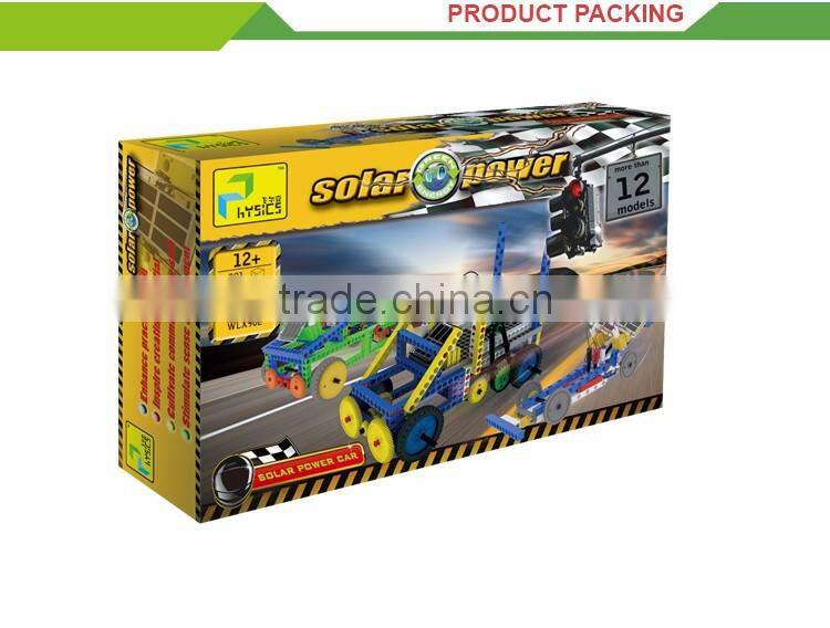 New style DIY building blocks set electric mini solar powered car