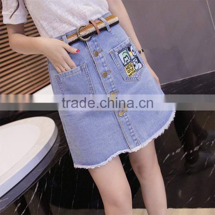 Latest Skirt Design Print For Women Fancy Short Denim Jeans Skirt