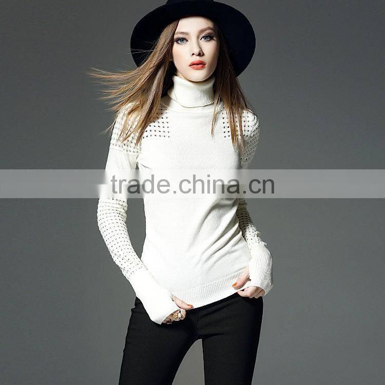 100% cashmere knitting women turtleneck pullover sweater sweet bottoming shirt