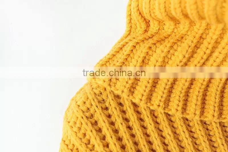 Fashion high quality Long Sleeve turtleneck brown pullover sweaters for women