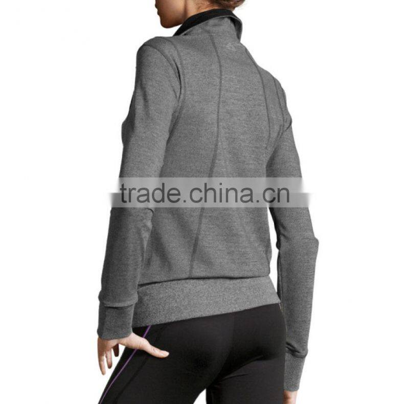 wholesale sport fitness clothing women plain slim fit hoodie jacket