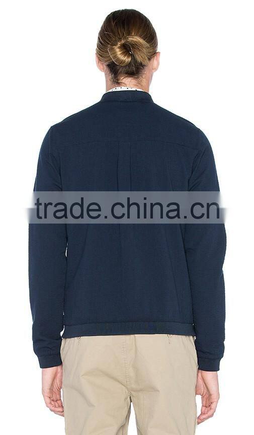 botton front design navy blue custom jacket for men made in China factory