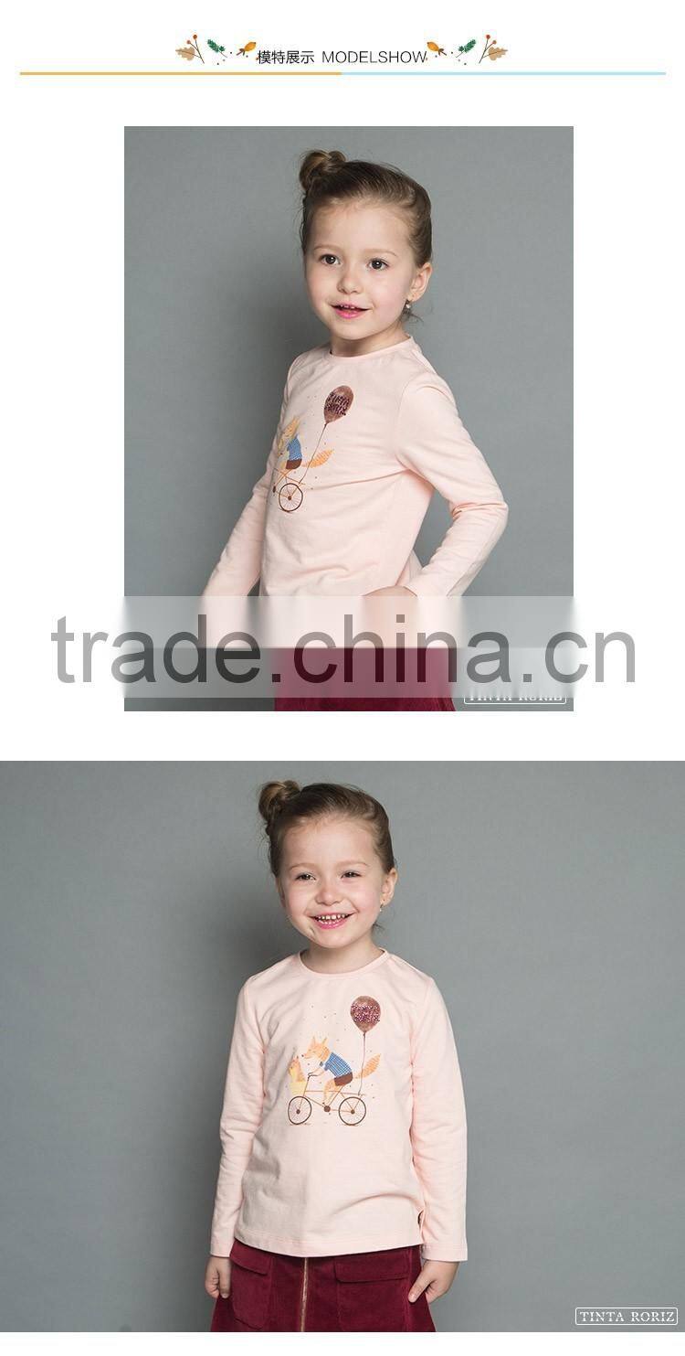 2017 Spring Girls t Shirt With Pattern 100% Cotton Children Clothing Long Sleeve Kids T Shirt