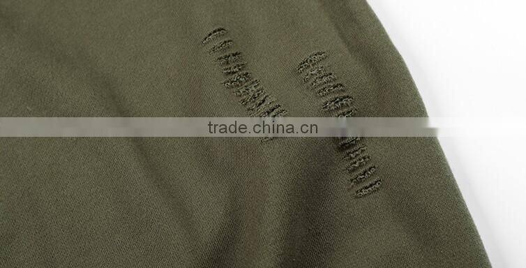 Casual longline Regular Cut Mens Ripped pullover Hoodie for man