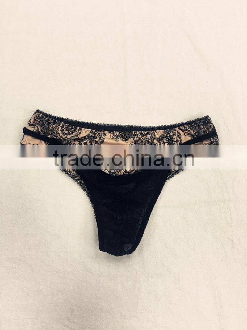 OEM Female Sexy Images Panti See Through Basic Lace Brief Direct Factory