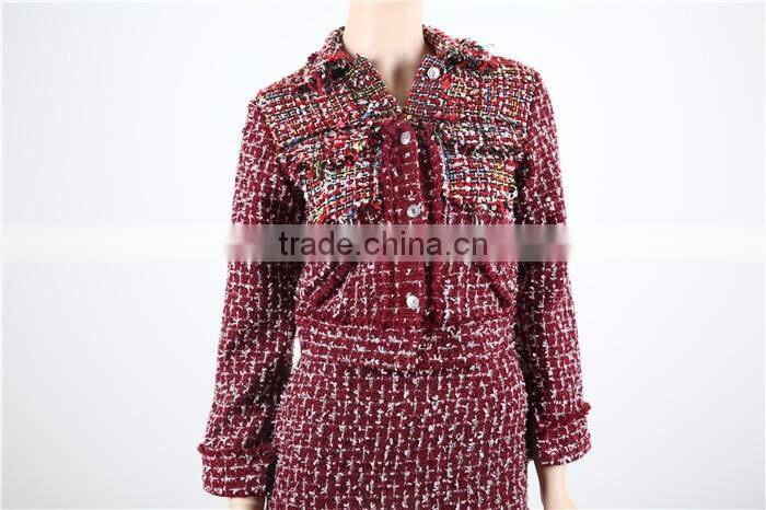 thick warm fabric used fashion jacket women with metal buttons