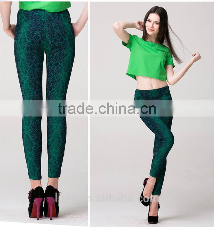 snake skin pattern embroideried casual ladies sweat pants