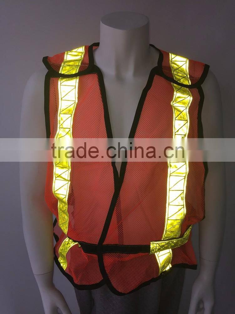 Hi viz orange mesh PVC reflective tape roadway safety vest for Canada