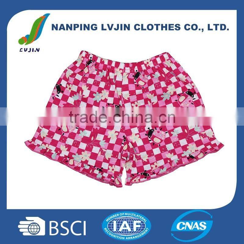 OEM Wholesale Hot sale lovely sleepwear kids pajamas 100% cotton soft girl's summer tops printed short pants,baby underwear