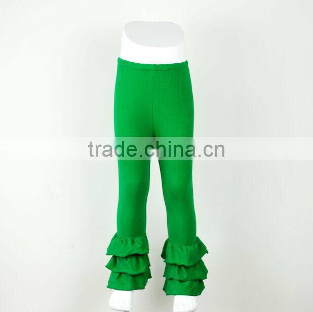 Wholesale Summer pants fashion style girls leggings Triple ruffle cotton pants baby ruffle pants for kids