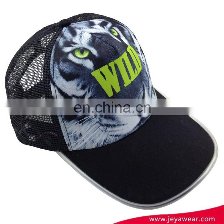 Wholesale fashion 5 panel digital print trucker cap with piping