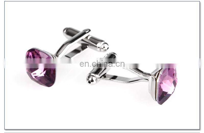 Simple Deluxe Pink Rhinestone Jewelry Unisex Shirt Cufflinks Brand