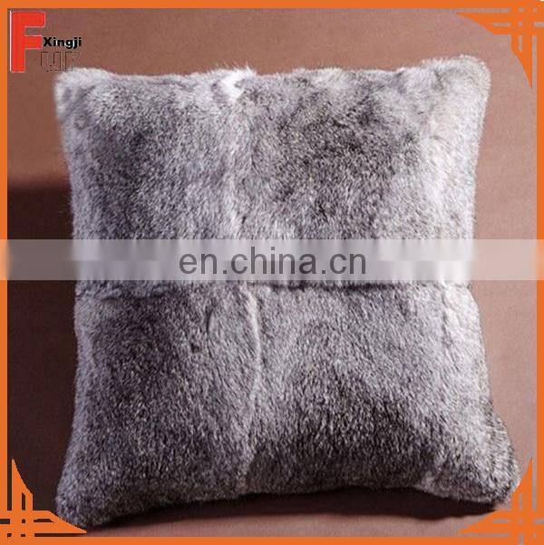 Top quality fur natural brown color hare rabbit fur pillow