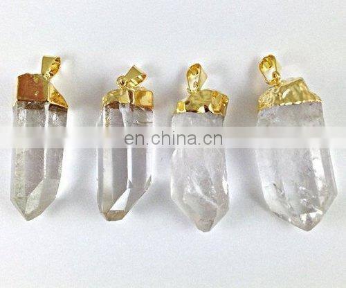 2015 wholesale gemstone pandent/Agate Slice Pave Set Pendant/Silver CZ pave pandent