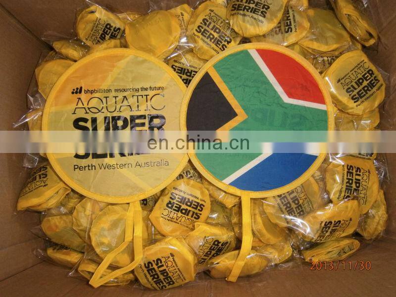 Cheap decorative hand shape customized foldable frisbee fans