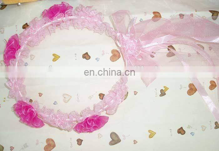 New 2014 High Quality Graceful Wedding /Bridal Veil For Flower Girl,Perfect White&Pink Head Wreath,Head Band,Communion Veil