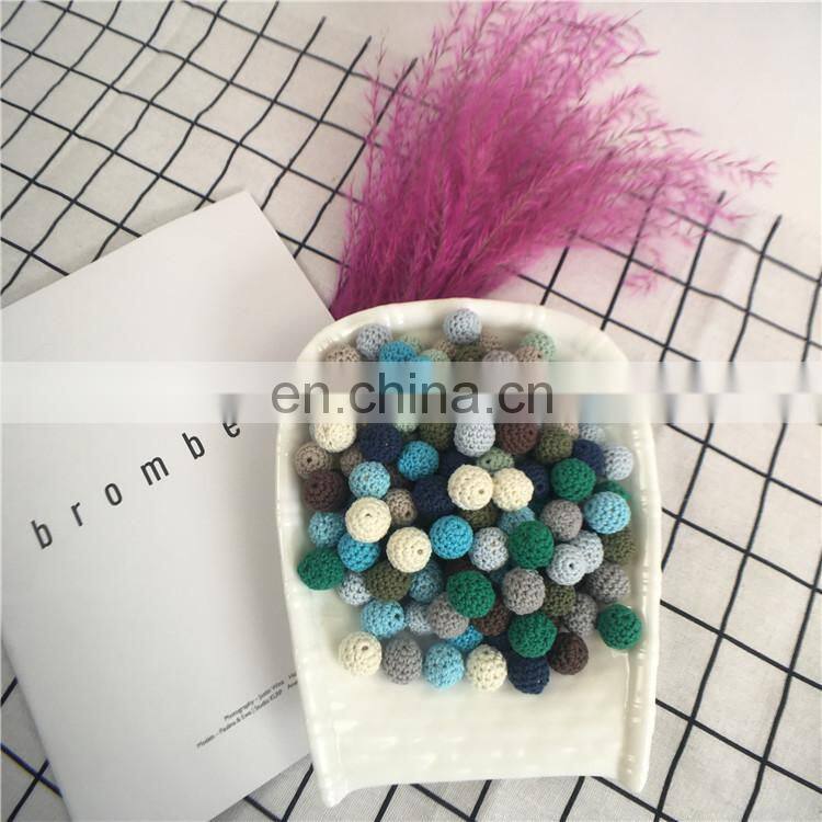 Organic Cotton Handmade 16 mm Teething Crochet Wooden Beads