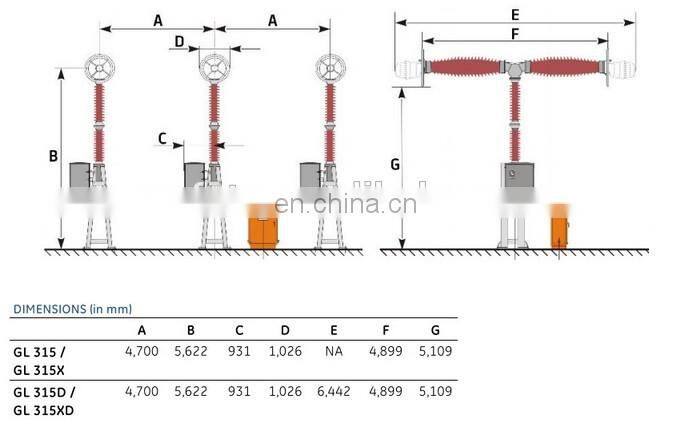 GL315D 362kV Alstom High Voltage Circuit Breaker Alstom SF6 Circuit Breaker