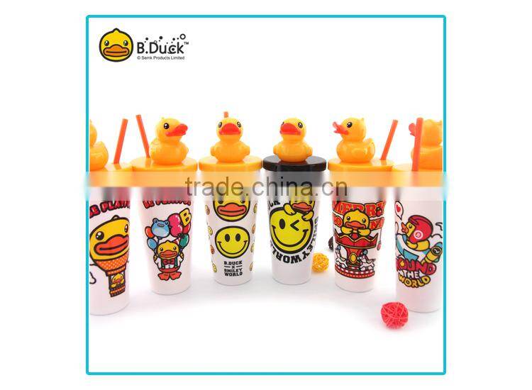 B.Duck novelty plastic pp material big straw bottle for promotional gifts
