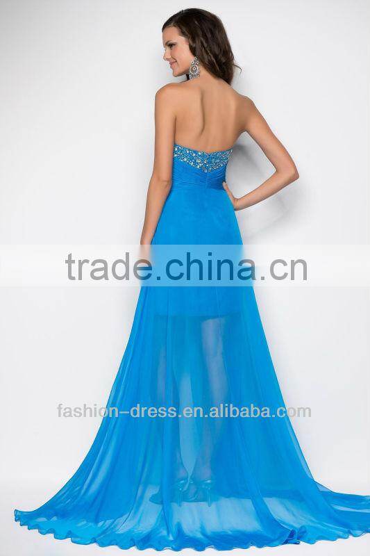 Flowing Strapless Sweetheart Neckline High Low Beading Specail Occasions Prom Dress