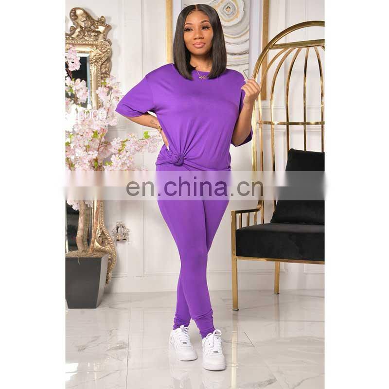 Manufacturer customized women's summer new casual comfortable loose short-sleeved t-shirt + trousers sports 2-piece set of jogge