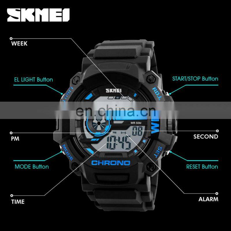 SKMEI army green 50 m waterproof outsider sport digital wristwatch watches for men #1233