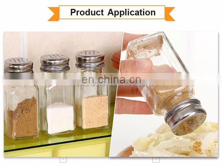 85ml Square Glass Bottle Salt Pepper Shaker With Metal Lid