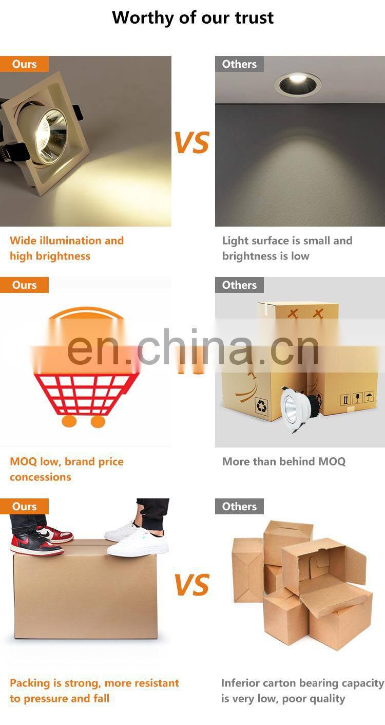 High Quality Aluminum Profile Ceiling Downlight Recessed Shopping Mall Hotel Project 7W Grille Lamp