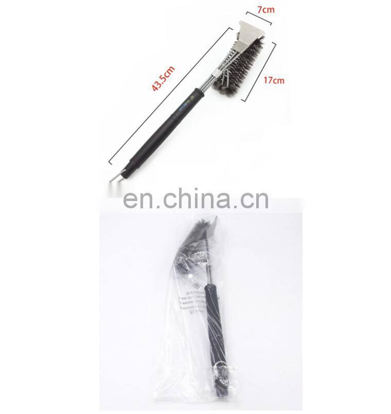 BBQ Grill Brush and Scraper BBQ Brush for Grill, Safe 18" Stainless Steel Woven Wire 3 in 1 Bristles Grill Cleaning Brush