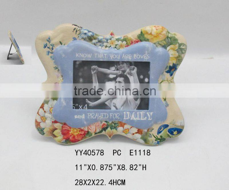Lovely flower frame 4*6 inch metal table and wall photo picture frame for family