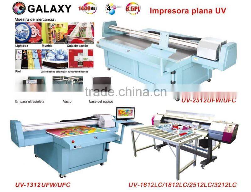 Galaxy UD-1312UFC 1.3x1.2m dx5 head wide format uv flatbed printer glass printing machine