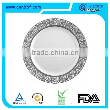 gold/silver rim factory cheapest disposable plastic plate eco friendly disposable dinner plastic plate