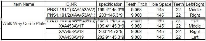 XAA453AV1 Escalator Comb Plate 203x145.3x9 Right 22T
