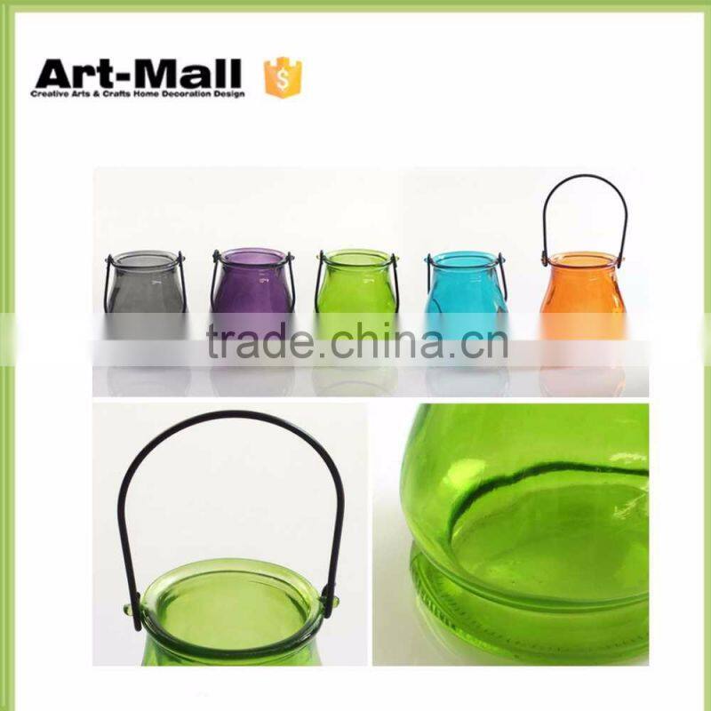 New Products Christmas colored hanging glass ball candle holder