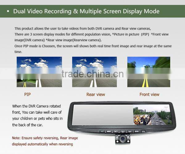 1080P HD car rear view mirror monitor with DVR function