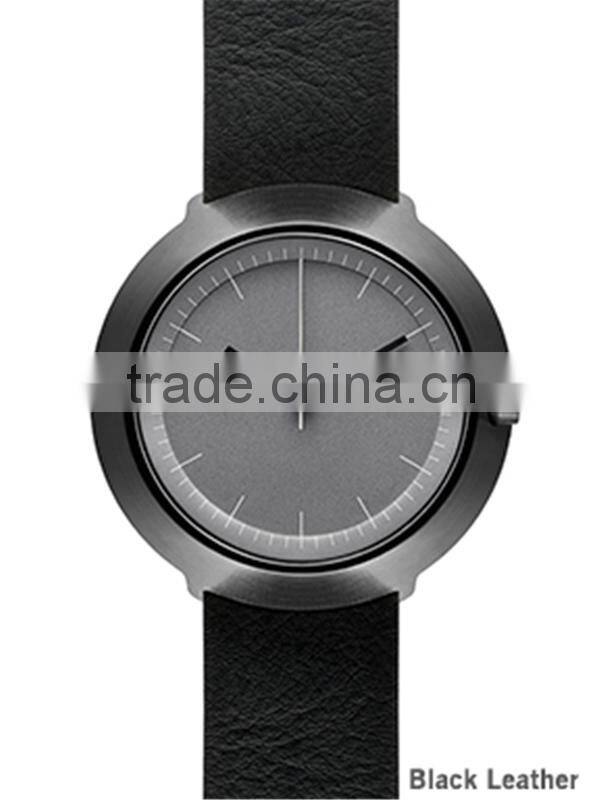 Brushed black case stainless steel Japan Miyota movement 3ATM water resistant grey nylon strap watch