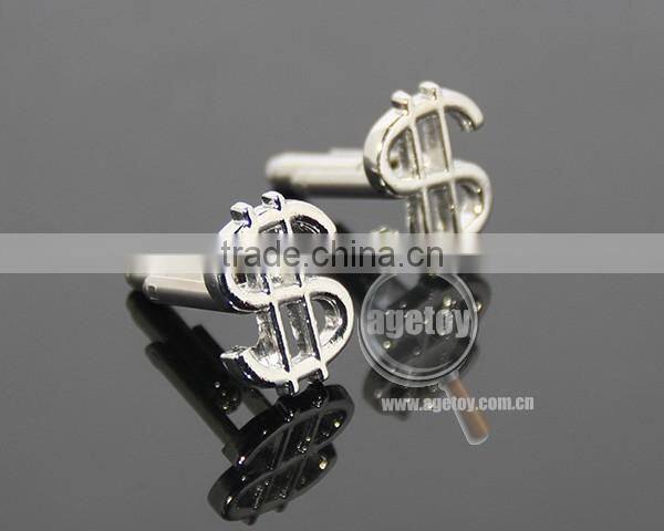 Hollow Out Dollar Sign Shaped Souvenir Zinc Alloy Metal Engrave Financial Cufflink For Mens Shirts