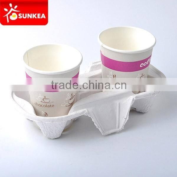 Logo print accepted cardboard cup carriers, 4-cup trays