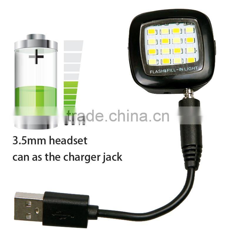 Hot sale 16 LED light filling mobile Phone support mini selfie led flash light