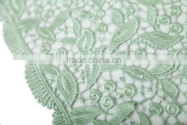 2016 Latest designs made in china wholesale swiss guipure lace with stones mint green guipure cord lace for wedding dress