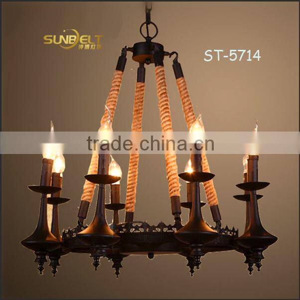 ST-5714S Sunbelt six hemp rope chandelier ,Europe castle chandelier,Candlestick chandelier