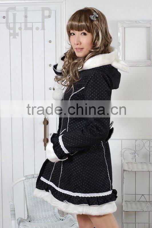 Cotton Black Polka Dot Lace Lolita Blouse 81039