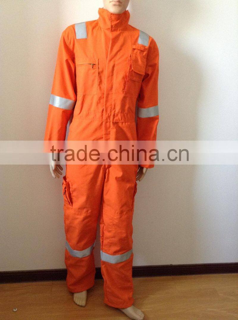 Orange reflective polyester and cotton coverall for Oil Industry